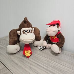 San Ei Super Mario Japan Plush Lot of 2 WITH TAG Donkey Kong Diddy Kong